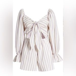 NWT Top Shop Stripe Bow Tie Long Sleeve Romper